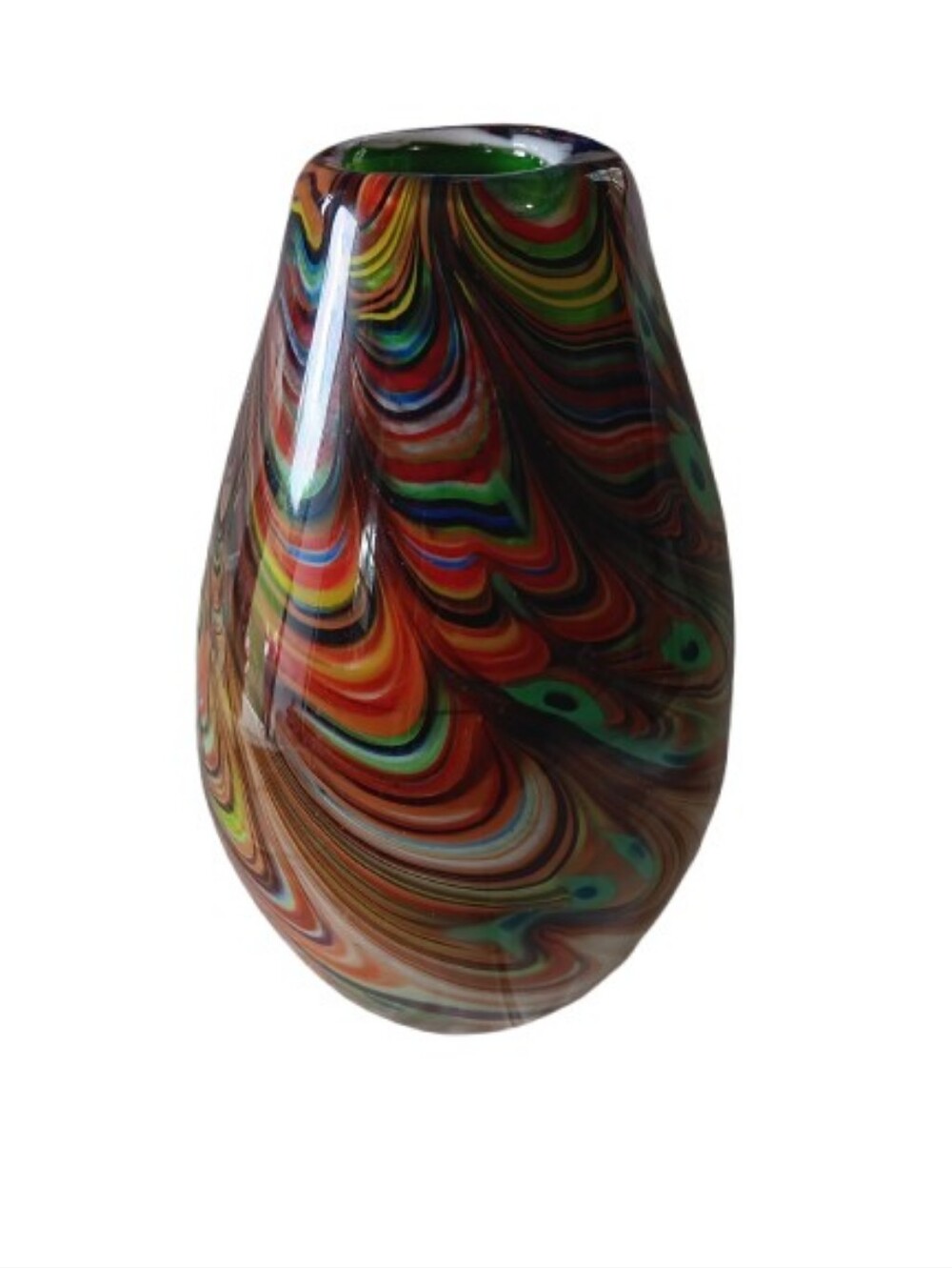 Handblown Multicolor Swirl Glass Vase - Unbranded
